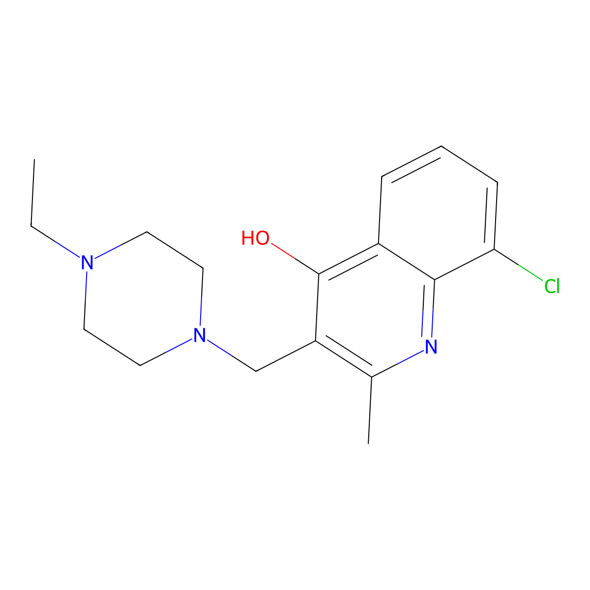 8-chloro-3-[(4-ethylpiperazin-1-yl)methyl]-2-methyl-1H-quinolin-4-one molecular structure, CAS 6158-56-1