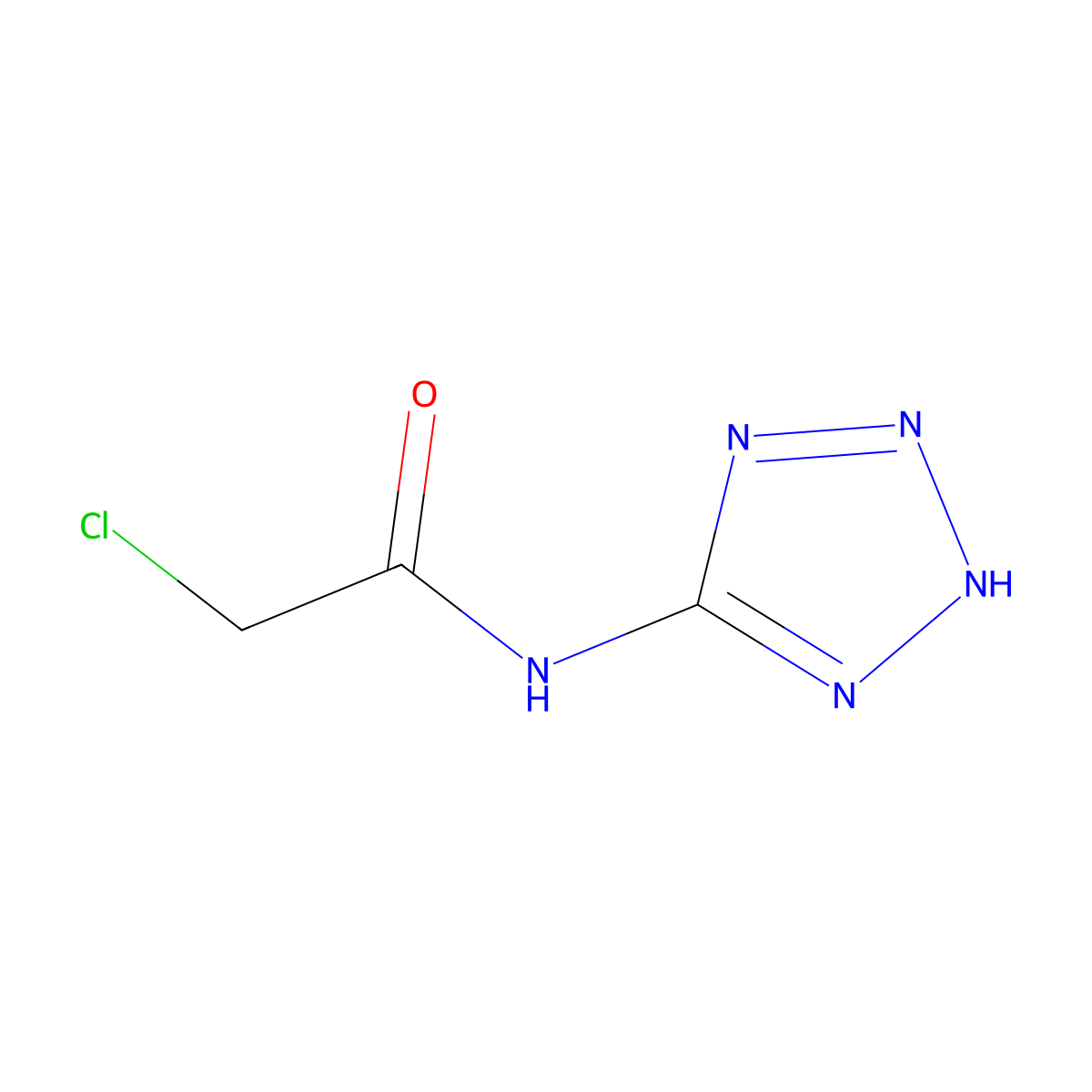 2-chloro-N-(1H-1,2,3,4-tetrazol-5-yl)acetamide molecular structure, CAS 6158-78-7