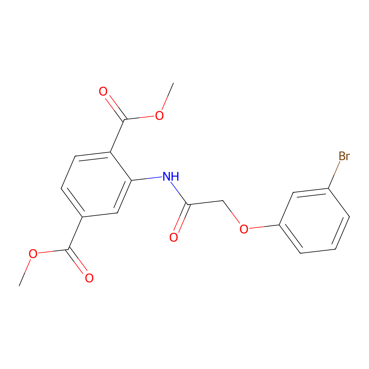 Dimethyl 2-[[2-(3-bromophenoxy)acetyl]amino]benzene-1,4-dicarboxylate molecular structure, CAS 6158-89-0