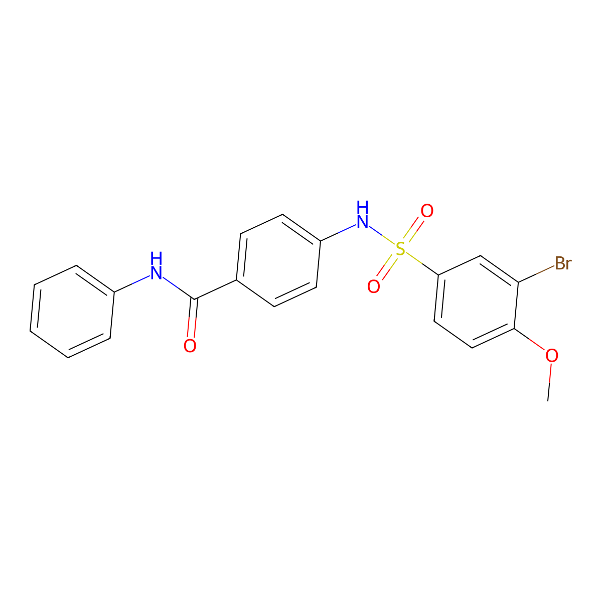 4-[(3-bromo-4-methoxyphenyl)sulfonylamino]-N-phenylbenzamide molecular structure, CAS 6158-95-8
