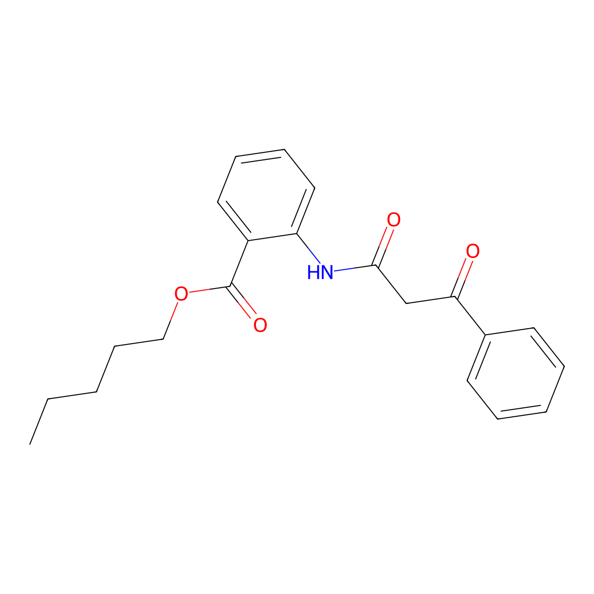 Pentyl 2-[(3-oxo-3-phenylpropanoyl)amino]benzoate molecular structure, CAS 61580-29-8