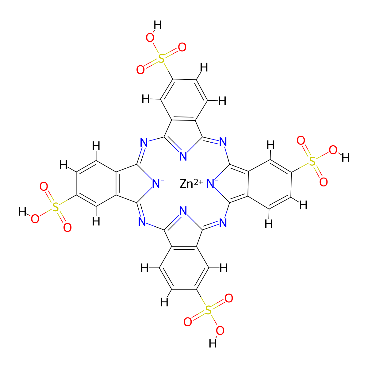 Zn(II) Phthalocyanine tetrasulfonic acid molecular structure, CAS 61586-86-5
