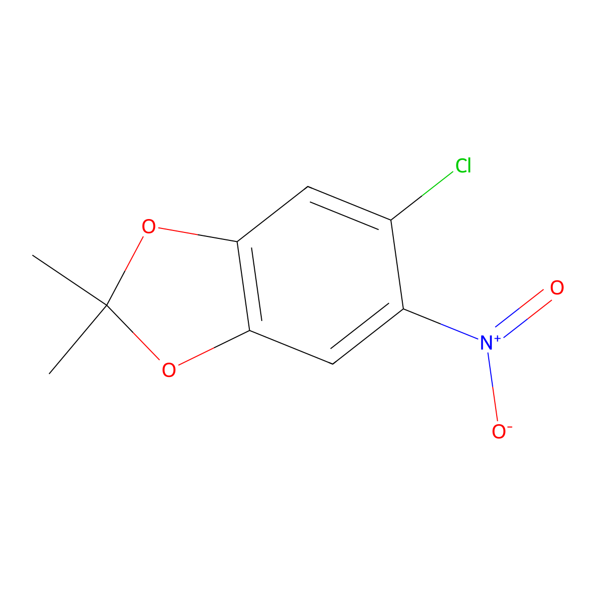 1,3-Benzodioxole, 5-chloro-2,2-dimethyl-6-nitro- molecular structure, CAS 61588-38-3