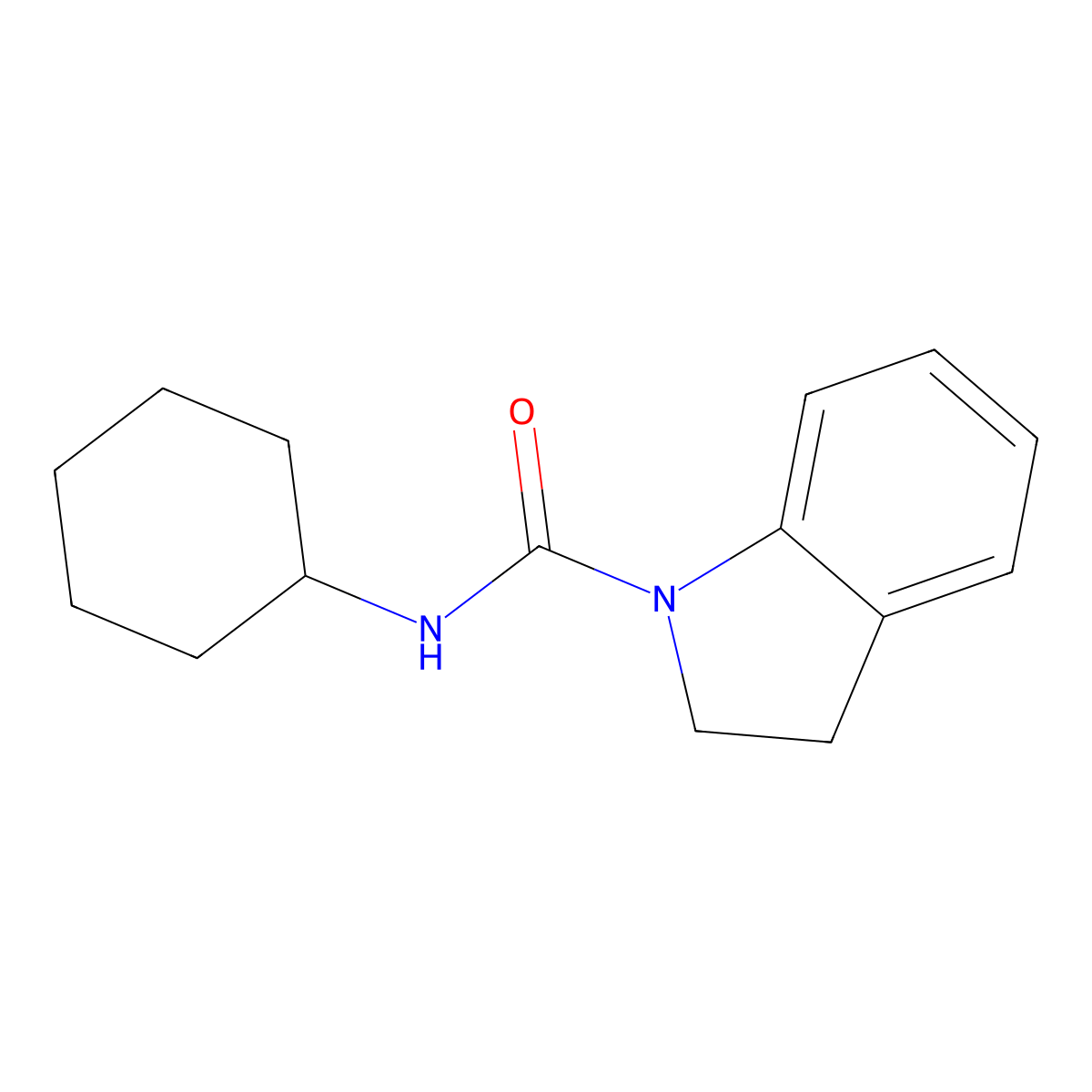 N-cyclohexyl-2,3-dihydroindole-1-carboxamide molecular structure, CAS 61589-27-3