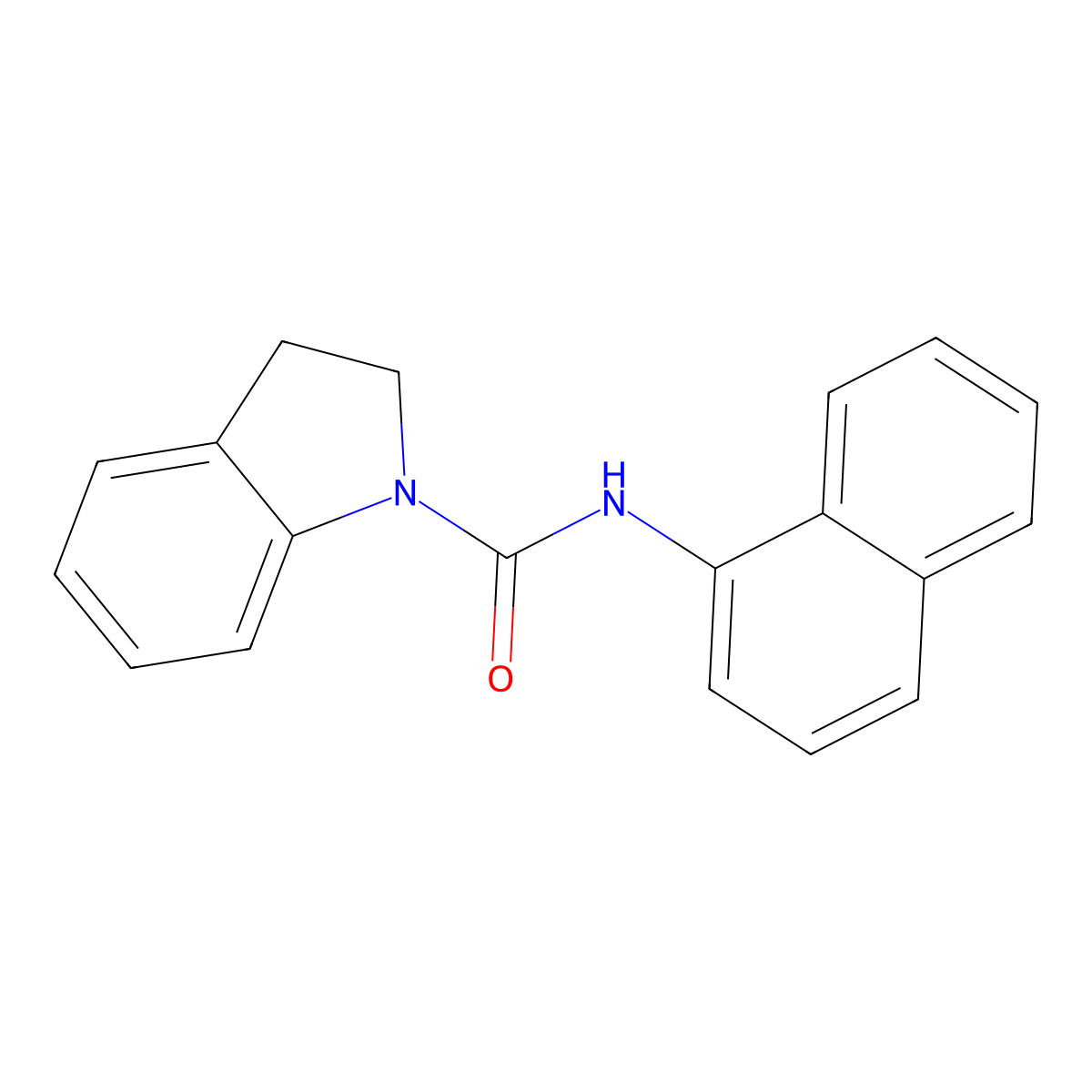1H-Indole-1-carboxamide, 2,3-dihydro-N-1-naphthalenyl- molecular structure, CAS 61589-29-5