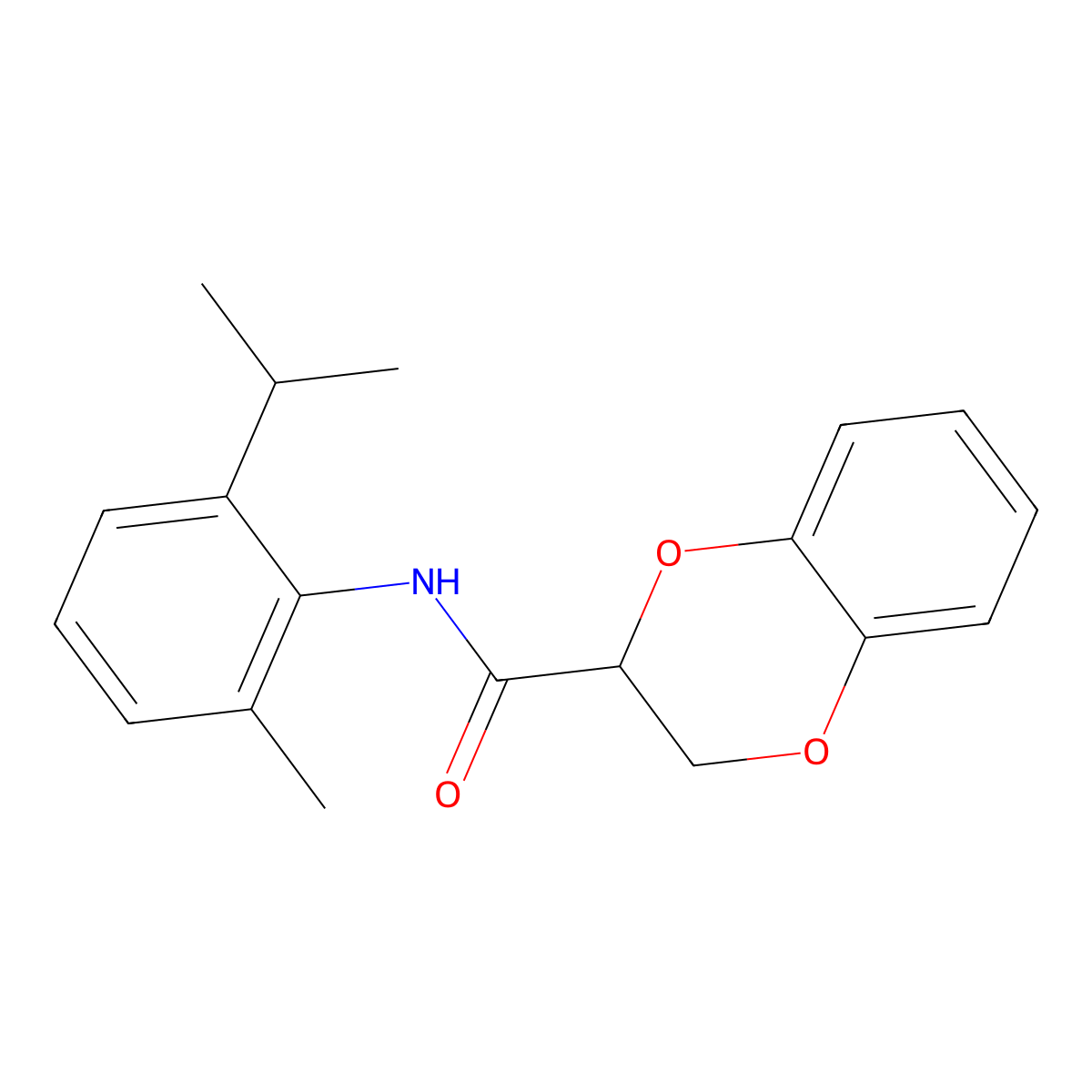 2H,3H-benzo[e]1,4-dioxan-2-yl-N-[6-methyl-2-(methylethyl)phenyl]carboxamide molecular structure, CAS 6159-82-6