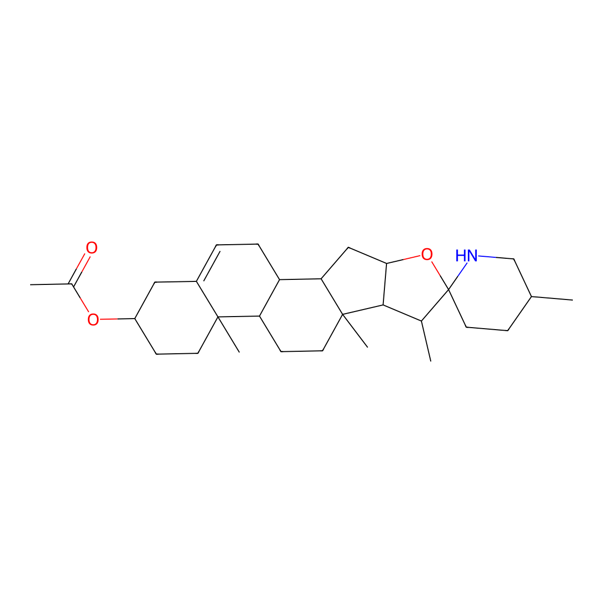 Spirosol-5-en-3-ol, acetate (ester), (3beta,22alpha,25R)- molecular structure, CAS 6159-99-5