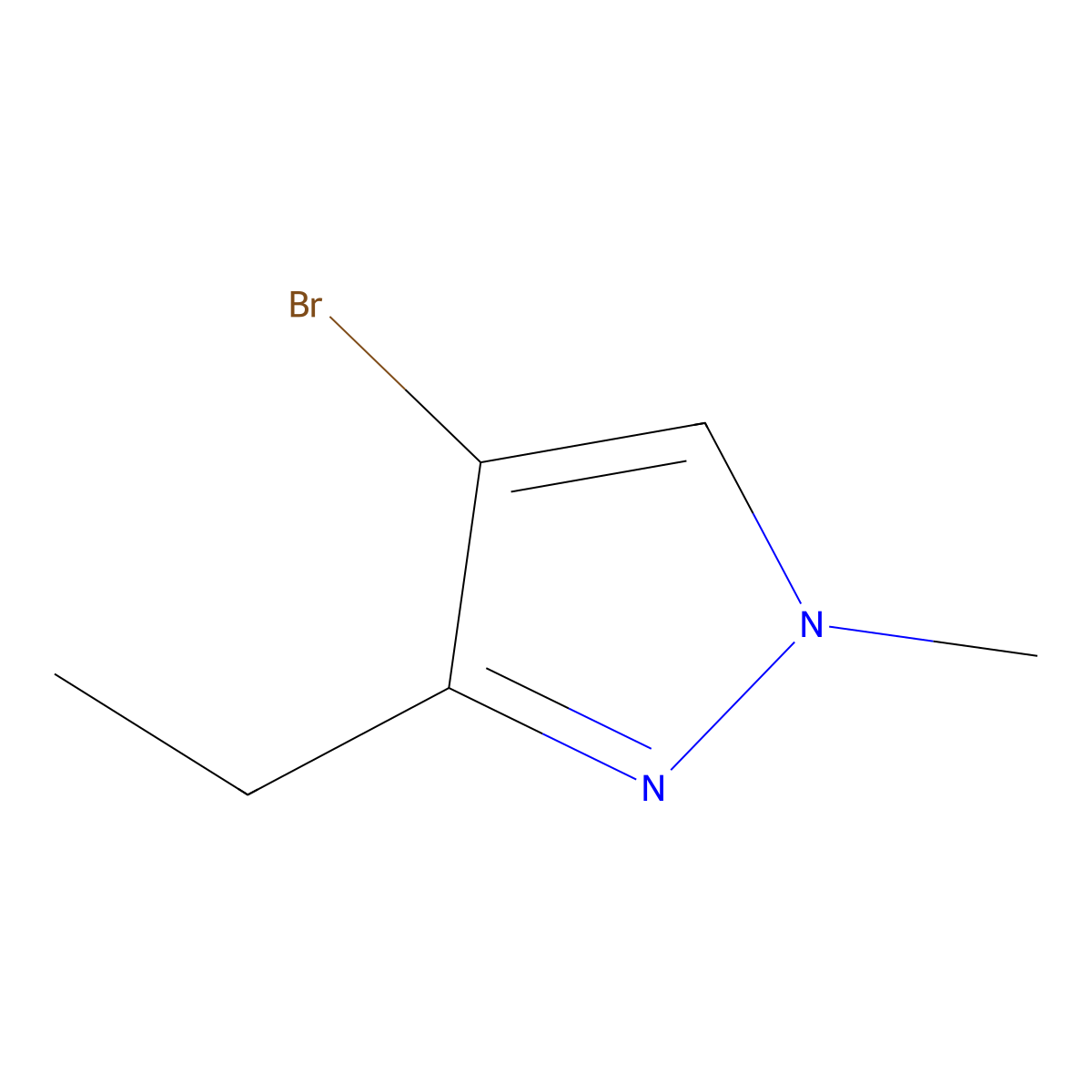 4-bromo-3-ethyl-1-methyl-1H-pyrazole molecular structure, CAS 61592-32-3