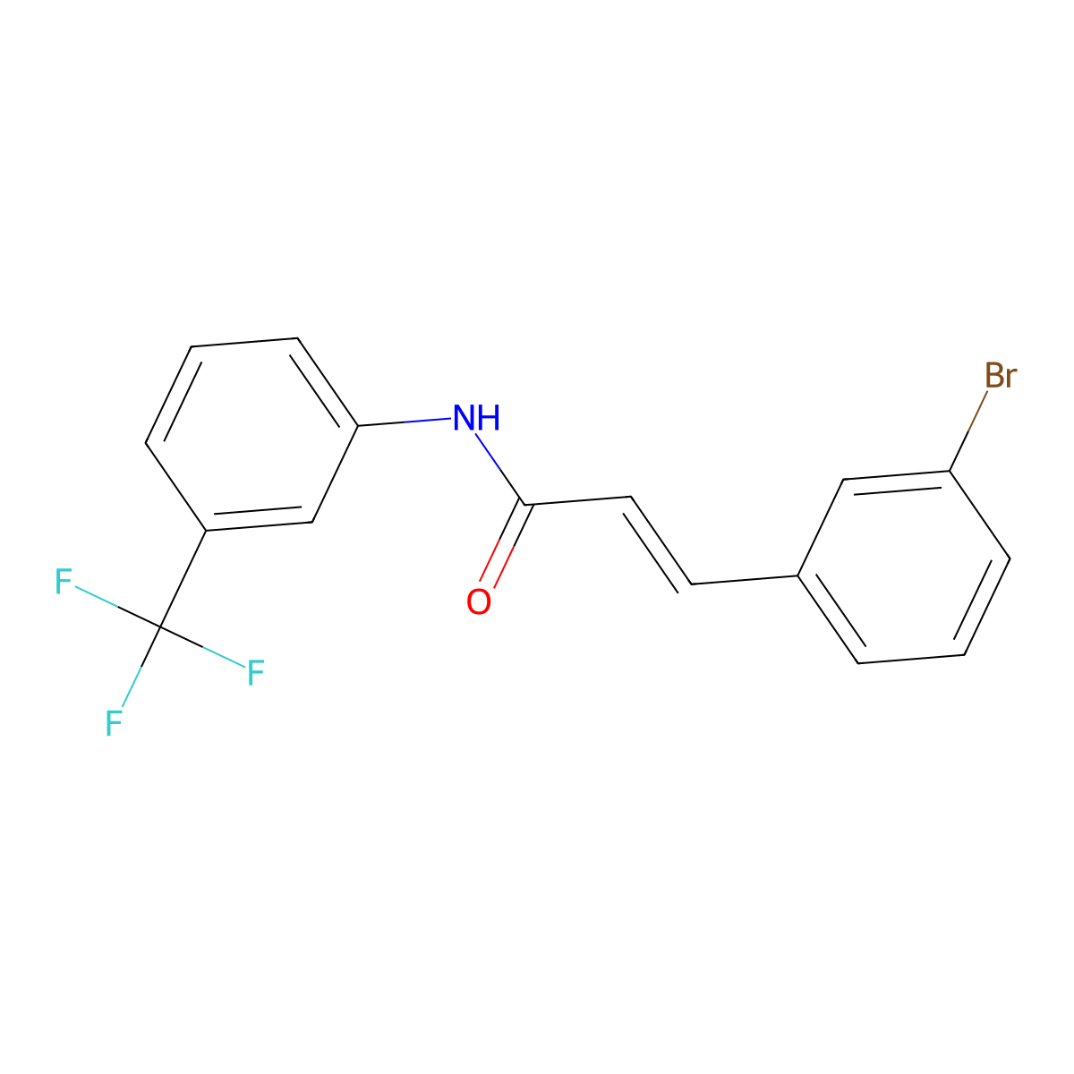 2-Propenamide, 3-(3-bromophenyl)-N-[3-(trifluoromethyl)phenyl]- molecular structure, CAS 61592-74-3