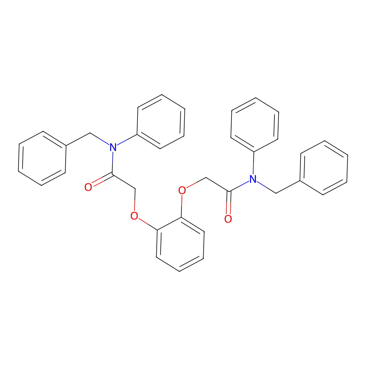 2,2'-(1,2-Phenylenebis(oxy))bis(N-phenyl-N-(phenylmethyl)acetamide) molecular structure, CAS 61595-77-5