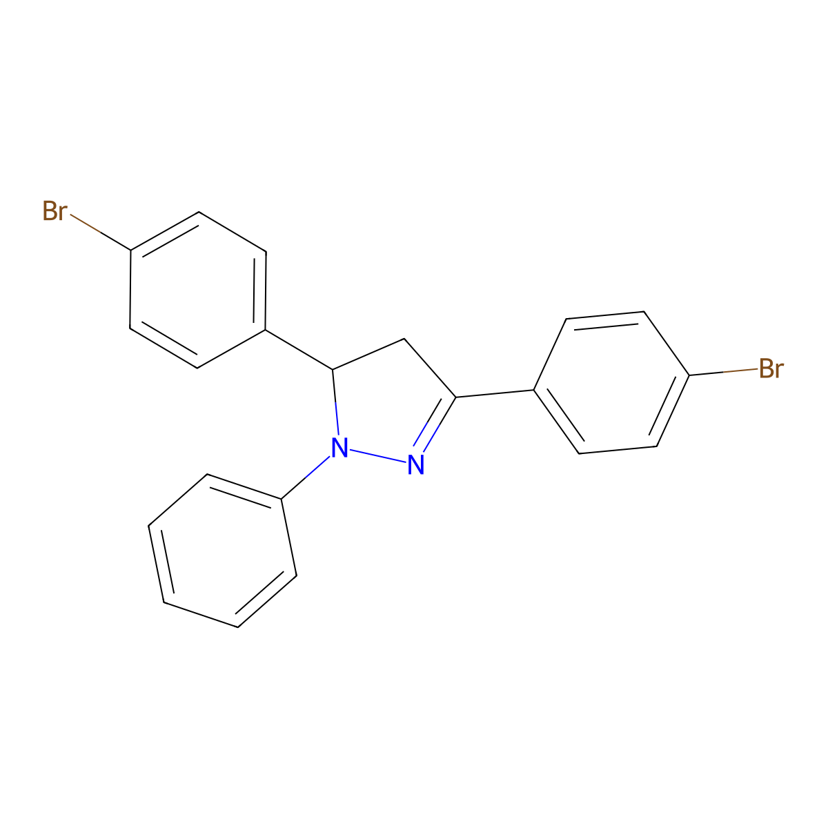 3,5-bis(4-bromophenyl)-1-phenyl-4,5-dihydro-1H-pyrazole molecular structure, CAS 61595-99-1