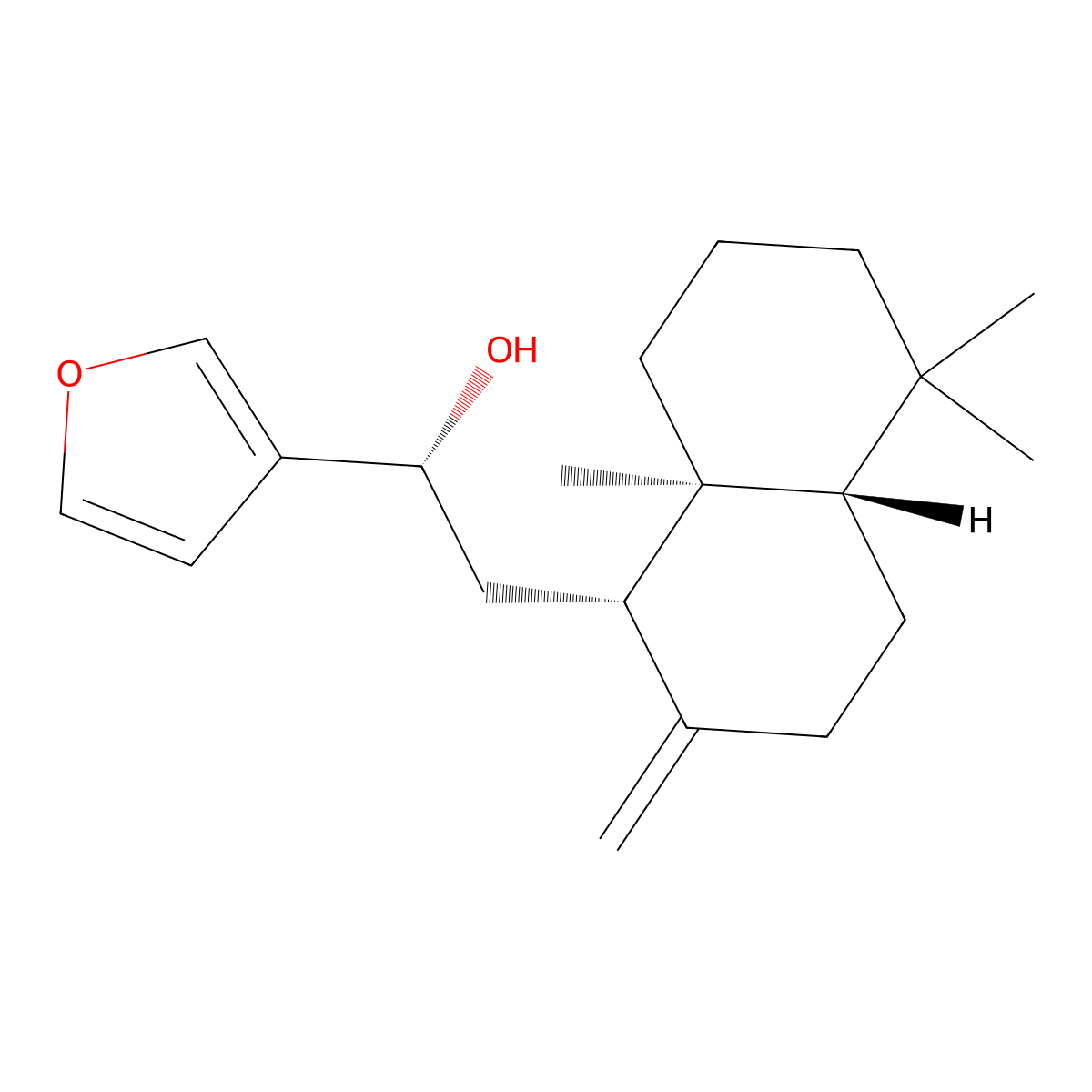 15,16-Epoxy-12R-hydroxylabda-8(17),13(16),14-triene molecular structure, CAS 61597-55-5