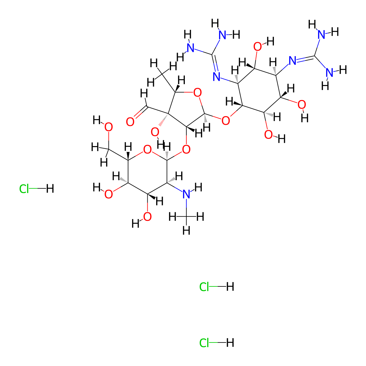 Streptomycin hydrochloride molecular structure, CAS 6160-32-3