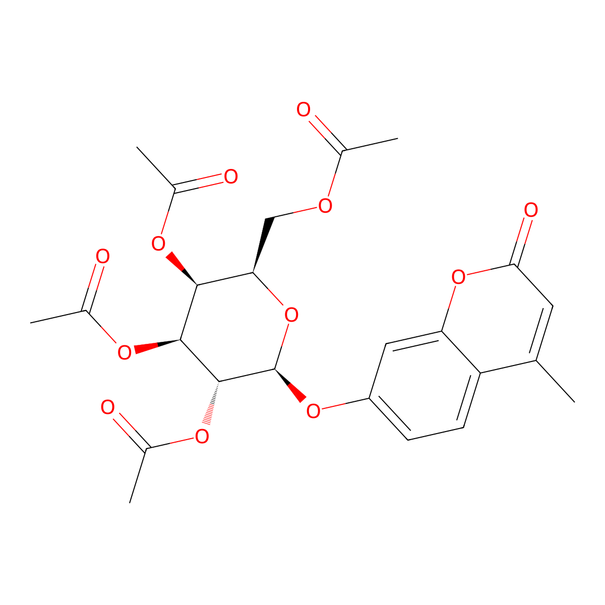 2H-1-Benzopyran-2-one, 4-methyl-7-((2,3,4,6-tetra-O-acetyl-beta-D-galactopyranosyl)oxy)- molecular structure, CAS 6160-79-8