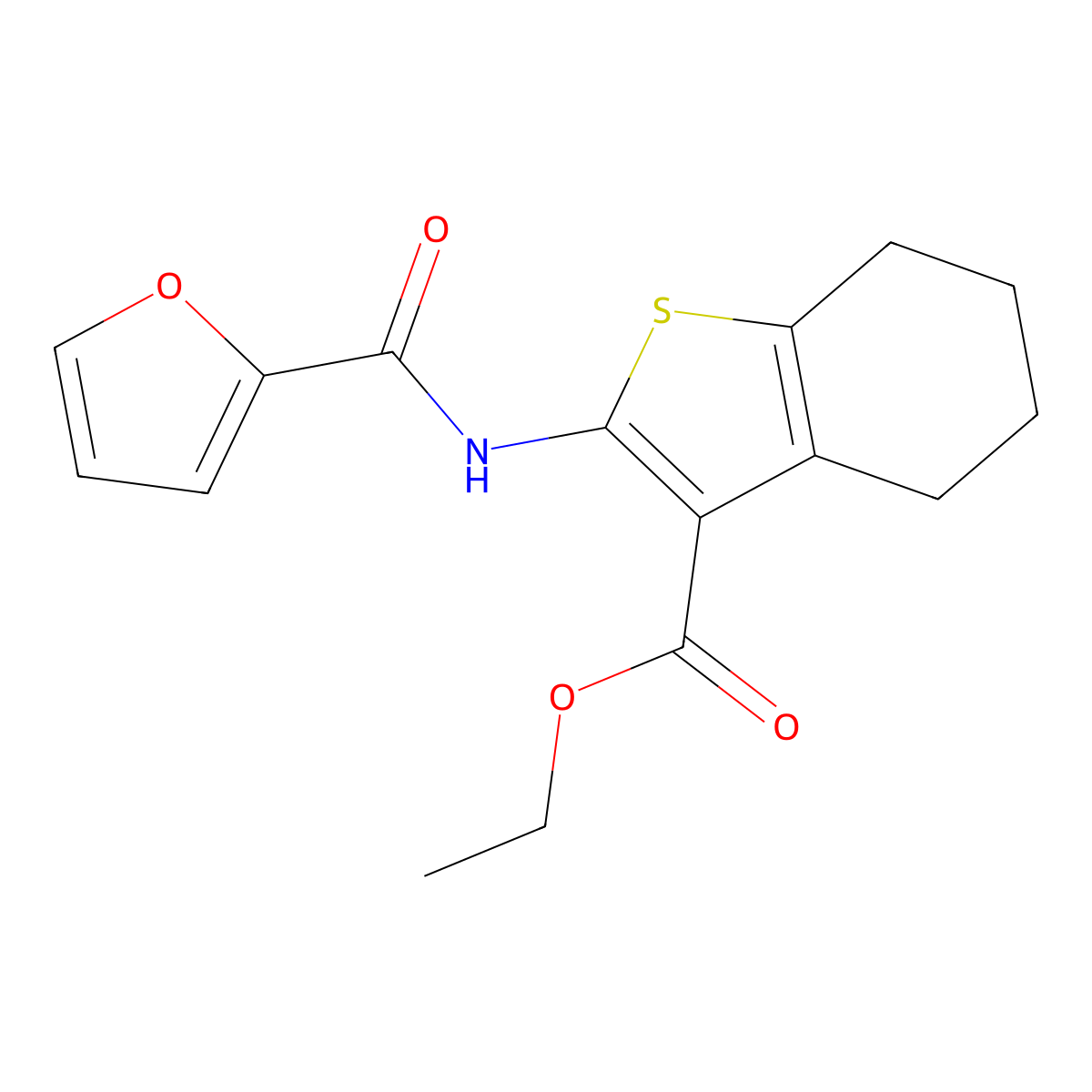 Ethyl 2-(2-furoylamino)-4,5,6,7-tetrahydro-1-benzothiophene-3-carboxylate molecular structure, CAS 61600-71-3