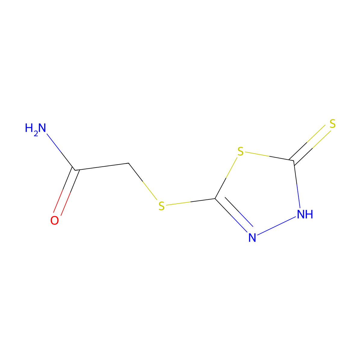 2-[(5-Sulfanyl-1,3,4-thiadiazol-2-yl)sulfanyl]acetamide molecular structure, CAS 61607-12-3