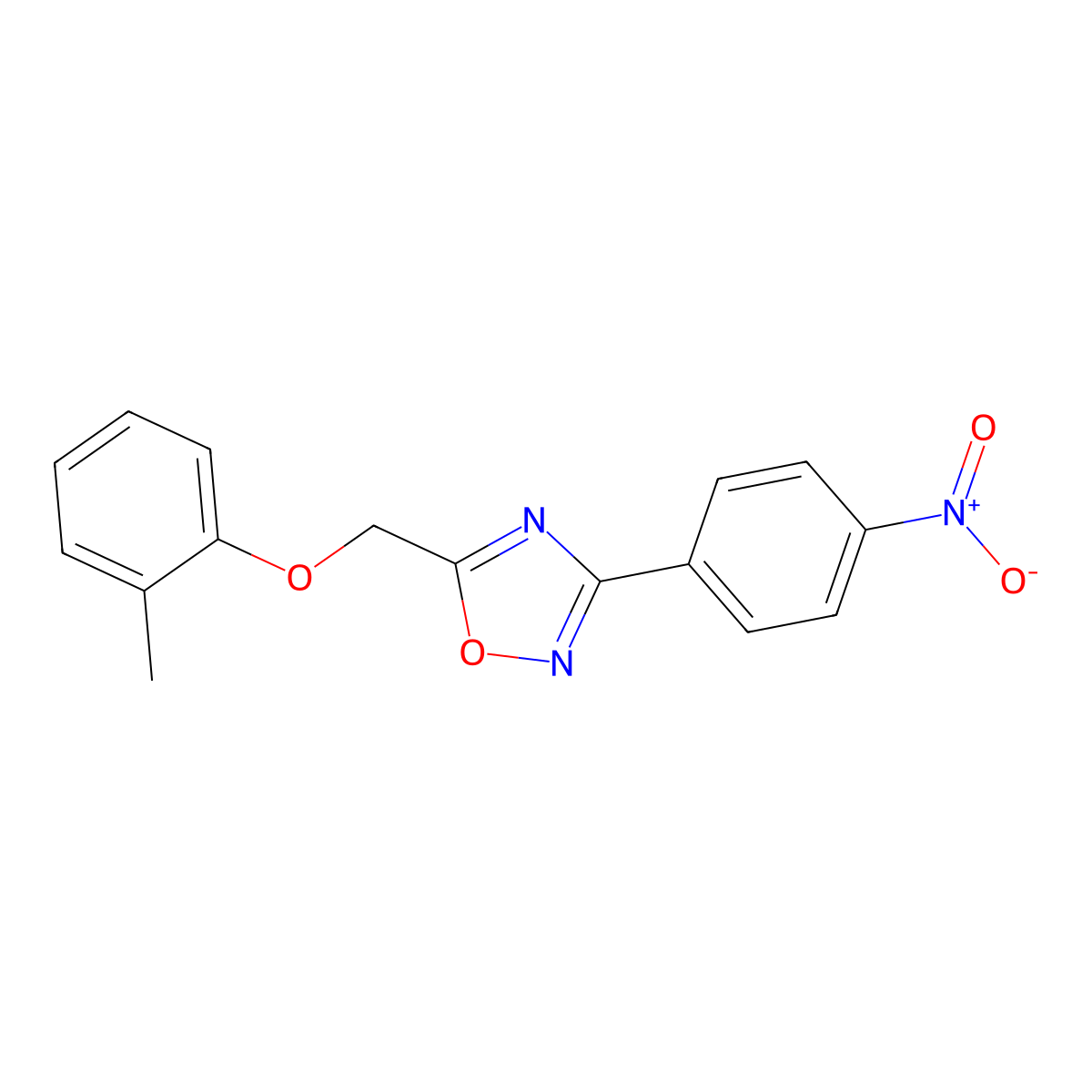 5-[(2-Methylphenoxy)methyl]-3-(4-nitrophenyl)-1,2,4-oxadiazole molecular structure, CAS 6161-97-3