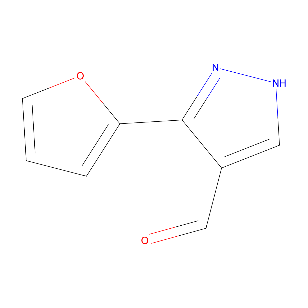3-(furan-2-yl)-1H-pyrazole-4-carbaldehyde molecular structure, CAS 61619-81-6