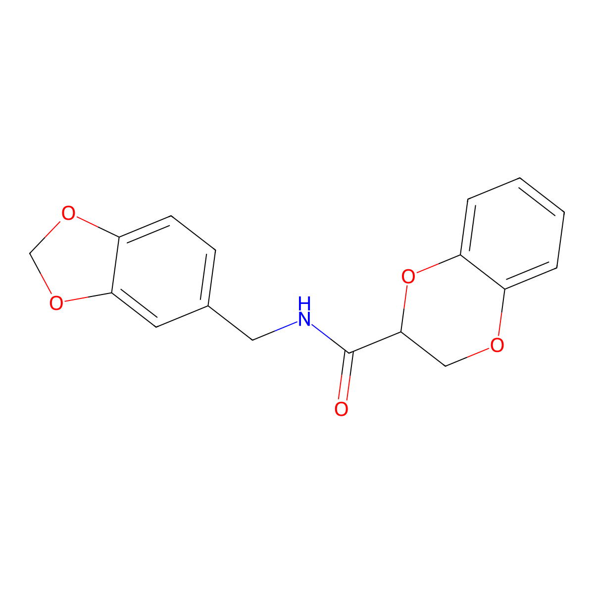 N-(1,3-benzodioxol-5-ylmethyl)-2,3-dihydro-1,4-benzodioxine-2-carboxamide molecular structure, CAS 616210-80-1