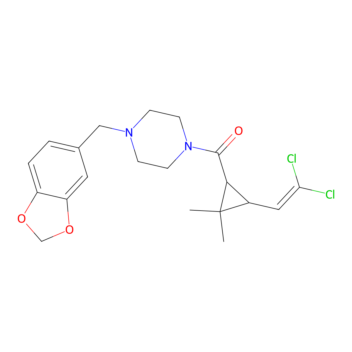 [4-(1,3-Benzodioxol-5-ylmethyl)piperazin-1-yl][3-(2,2-dichloroethenyl)-2,2-dimethylcyclopropyl]methanone molecular structure, CAS 616212-07-8