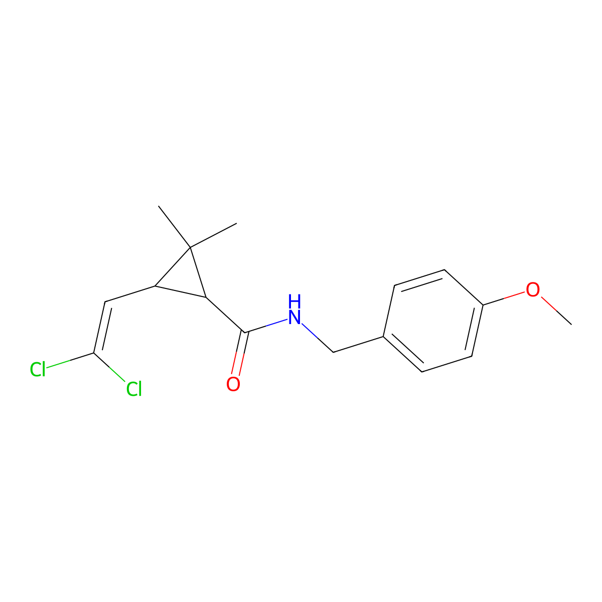 3-(2,2-dichloroethenyl)-N-[(4-methoxyphenyl)methyl]-2,2-dimethylcyclopropane-1-carboxamide molecular structure, CAS 616212-09-0