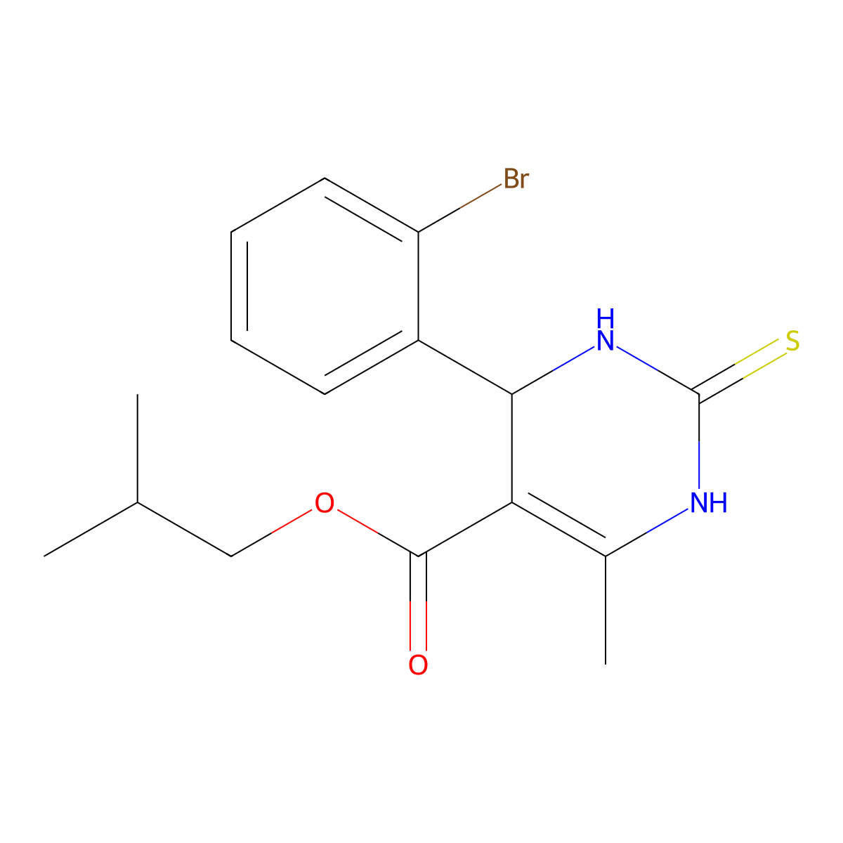 Isobutyl 4-(2-bromophenyl)-6-methyl-2-thioxo-1,2,3,4-tetrahydropyrimidine-5-carboxylate molecular structure, CAS 616212-45-4