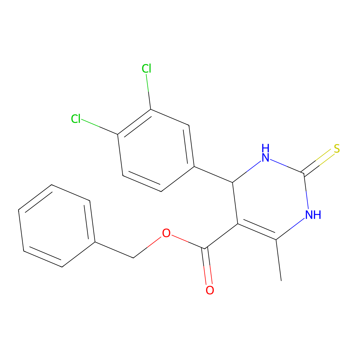 Benzyl 4-(3,4-dichlorophenyl)-6-methyl-2-thioxo-1,2,3,4-tetrahydropyrimidine-5-carboxylate molecular structure, CAS 616212-61-4
