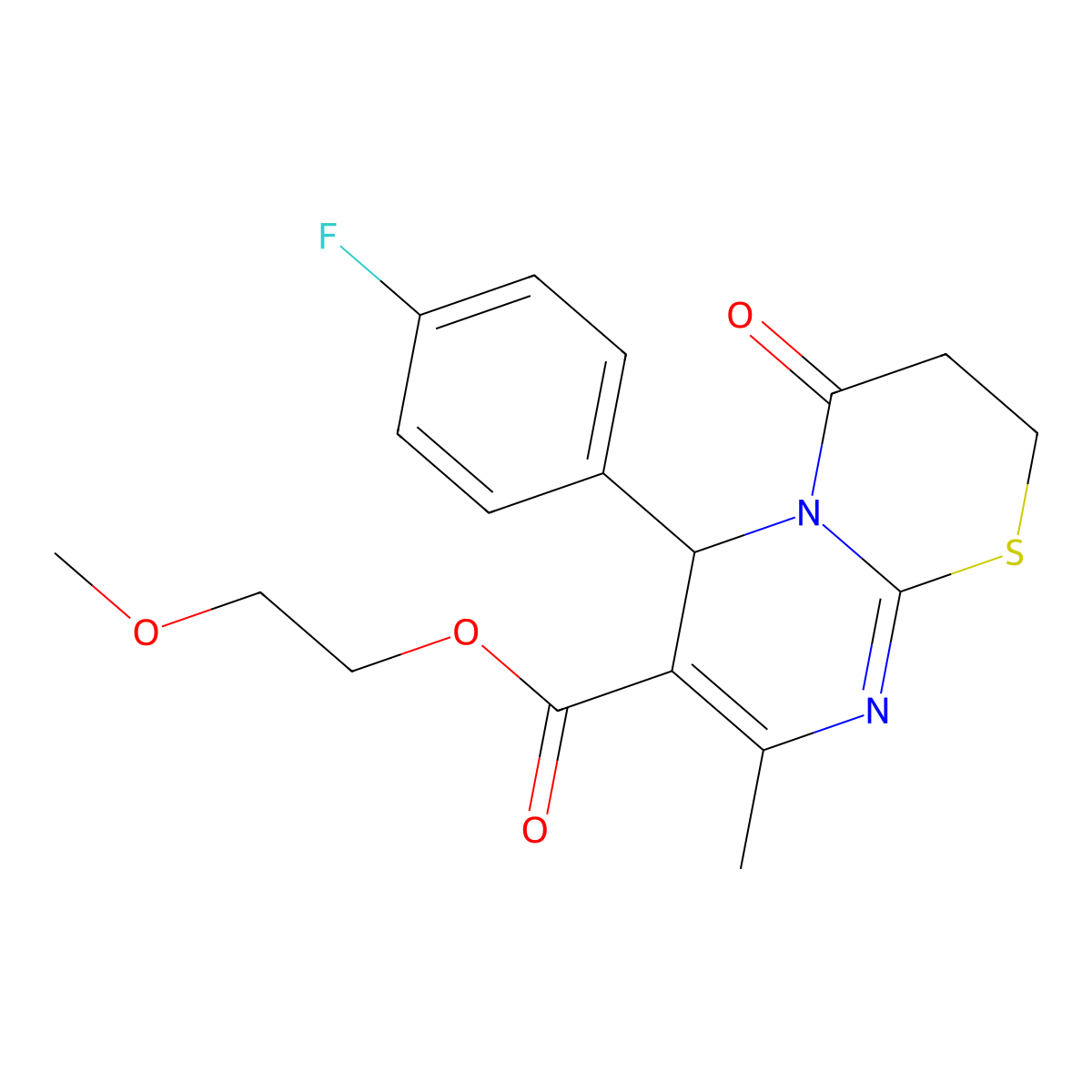 2-Methoxyethyl 6-(4-fluorophenyl)-8-methyl-4-oxo-2,3,4,6-tetrahydropyrimido[2,1-b][1,3]thiazine-7-carboxylate molecular structure, CAS 616213-78-6