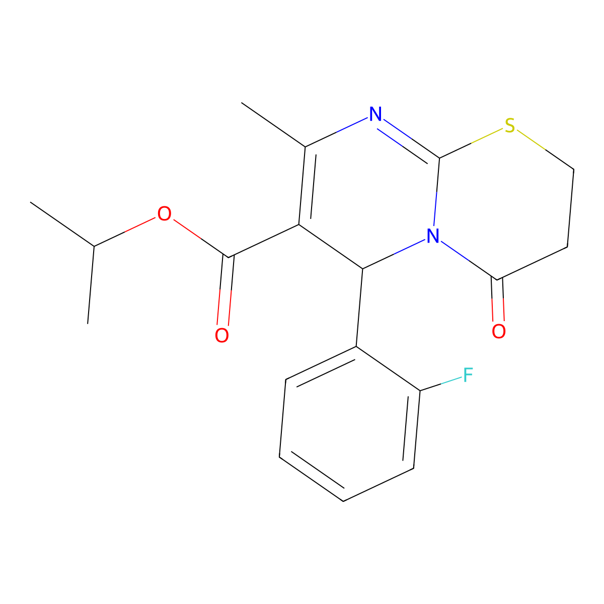 propan-2-yl 6-(2-fluorophenyl)-8-methyl-4-oxo-3,6-dihydro-2H-pyrimido[2,1-b][1,3]thiazine-7-carboxylate molecular structure, CAS 616213-80-0