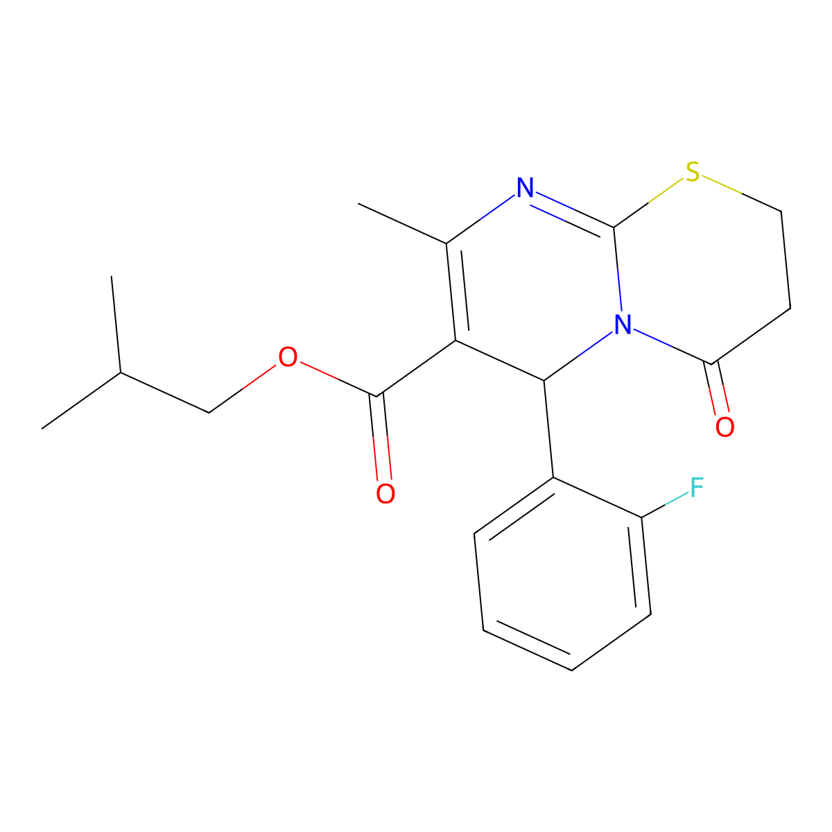 2-methylpropyl 6-(2-fluorophenyl)-8-methyl-4-oxo-2H,3H,4H,6H-pyrimido[2,1-b][1,3]thiazine-7-carboxylate molecular structure, CAS 616213-81-1