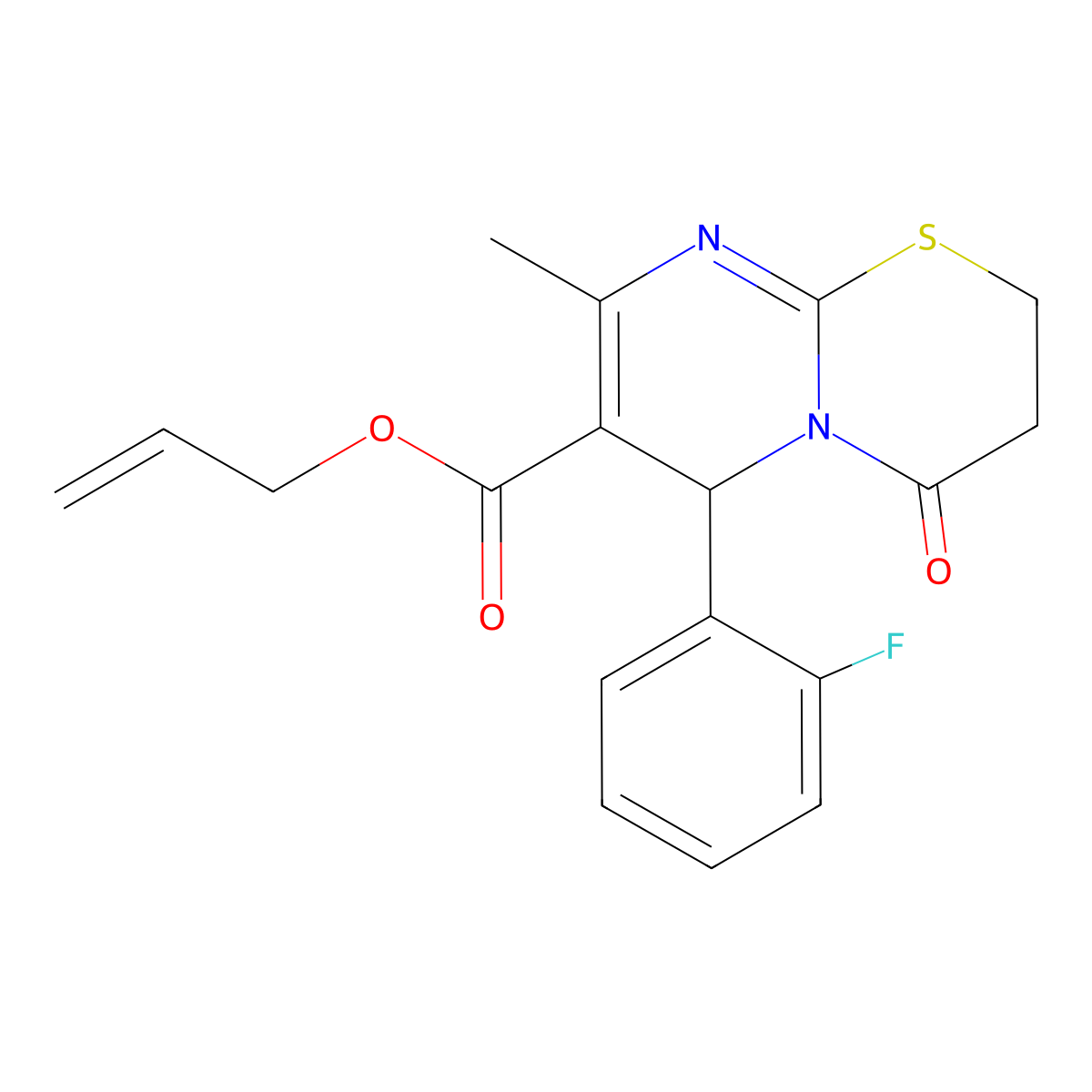 allyl 6-(2-fluorophenyl)-8-methyl-4-oxo-3,4-dihydro-2H,6H-pyrimido[2,1-b][1,3]thiazine-7-carboxylate molecular structure, CAS 616213-88-8