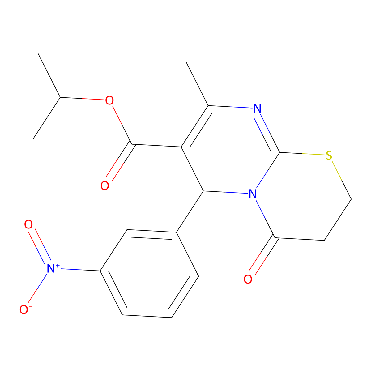 Isopropyl 8-methyl-6-(3-nitrophenyl)-4-oxo-2,3,4,6-tetrahydropyrimido[2,1-b][1,3]thiazine-7-carboxylate molecular structure, CAS 616213-92-4