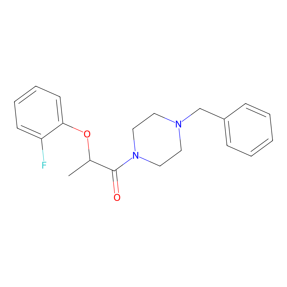 1-(4-Benzylpiperazin-1-yl)-2-(2-fluorophenoxy)propan-1-one molecular structure, CAS 616214-02-9