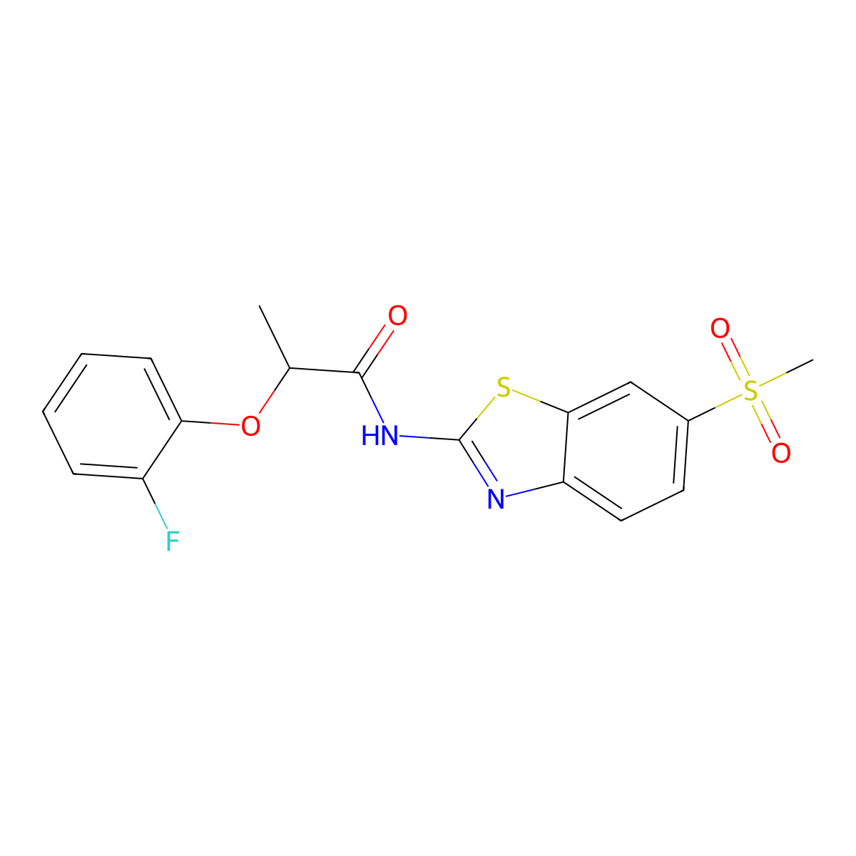 2-(2-Fluoro-phenoxy)-N-(6-methanesulfonyl-benzothiazol-2-yl)-propionamide molecular structure, CAS 616214-03-0