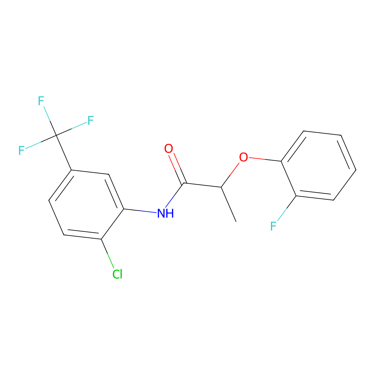 N-[2-chloro-5-(trifluoromethyl)phenyl]-2-(2-fluorophenoxy)propanamide molecular structure, CAS 616214-05-2
