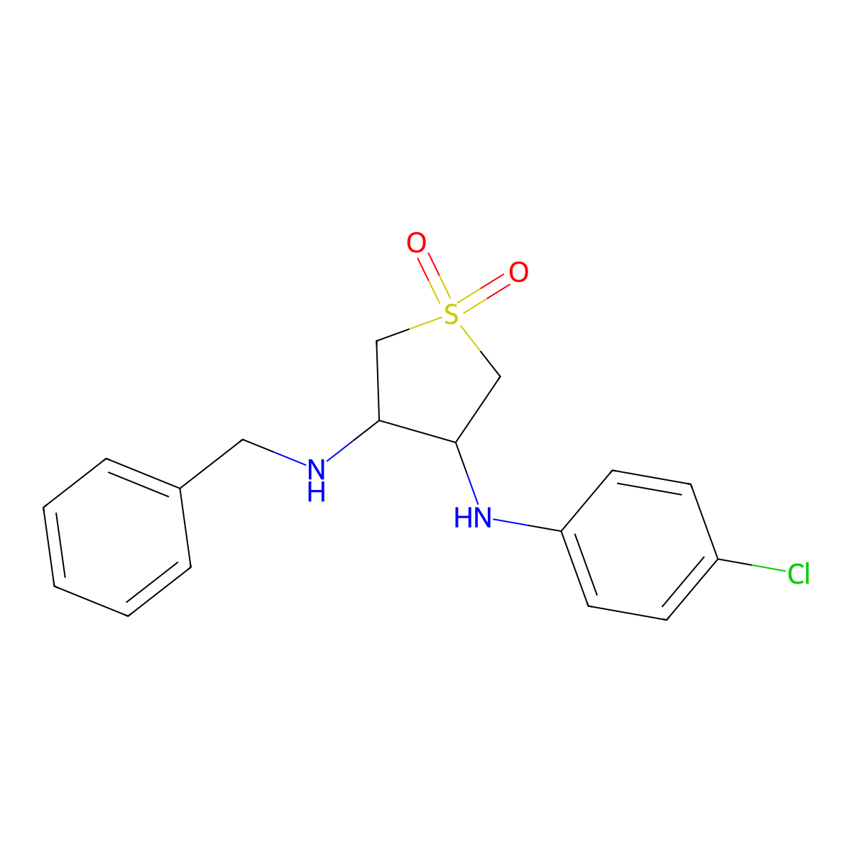 3-(Benzylamino)-4-((4-chlorophenyl)amino)tetrahydrothiophene 1,1-dioxide molecular structure, CAS 616214-20-1