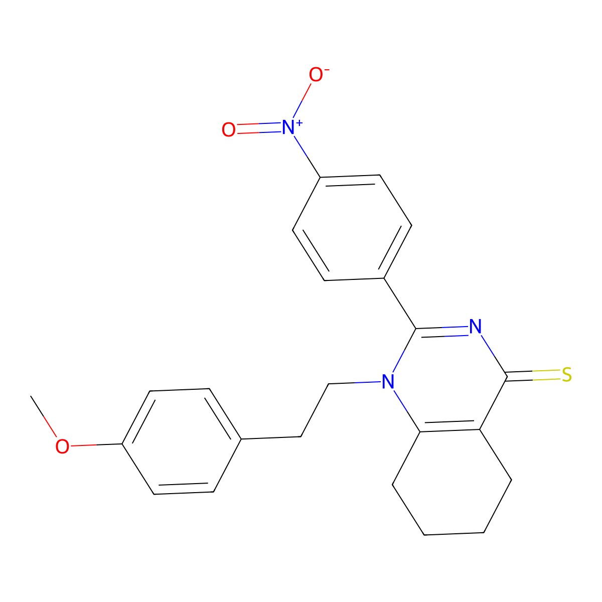 1-(4-methoxyphenethyl)-2-(4-nitrophenyl)-5,6,7,8-tetrahydroquinazoline-4(1H)-thione molecular structure, CAS 616214-21-2