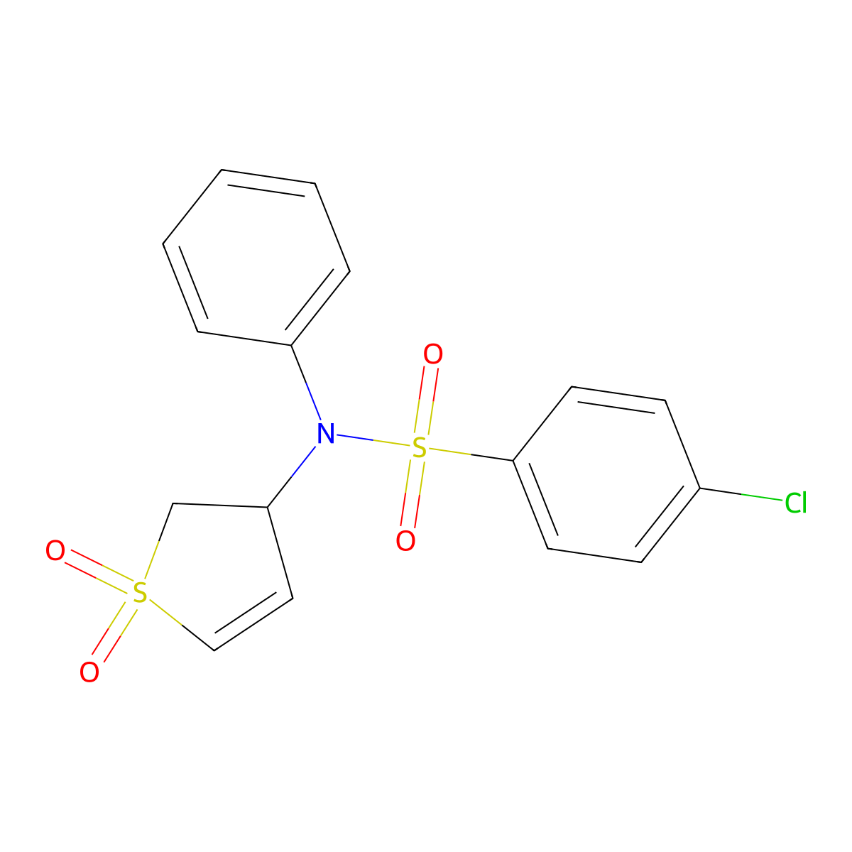 4-chloro-N-(1,1-dioxido-2,3-dihydrothiophen-3-yl)-N-phenylbenzenesulfonamide molecular structure, CAS 616214-25-6
