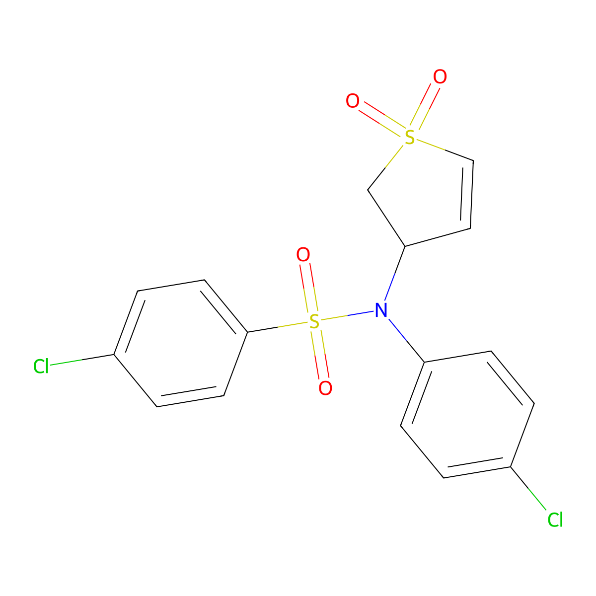 4-chloro-N-(4-chlorophenyl)-N-(1,1-dioxido-2,3-dihydrothiophen-3-yl)benzenesulfonamide molecular structure, CAS 616214-28-9
