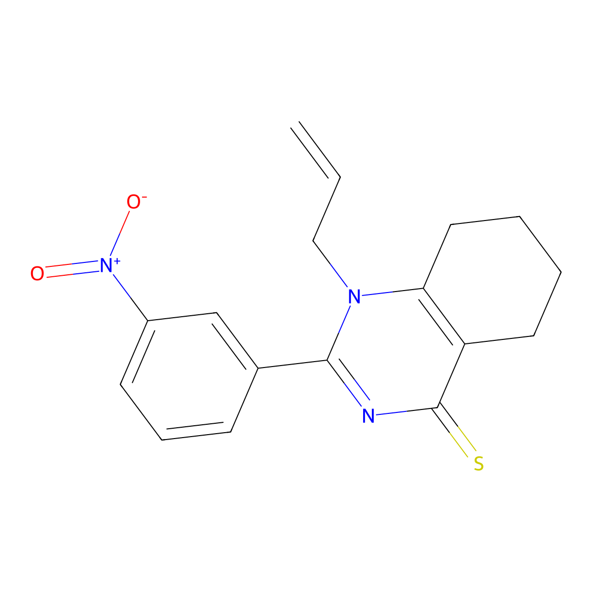 2-(3-Nitrophenyl)-1-(prop-2-en-1-yl)-1,4,5,6,7,8-hexahydroquinazoline-4-thione molecular structure, CAS 616214-32-5