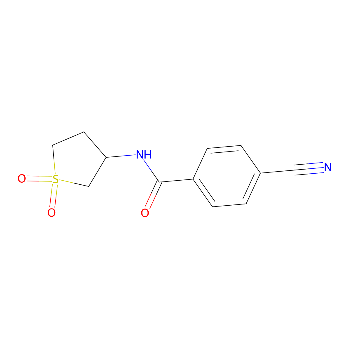4-cyano-N-(1,1-dioxidotetrahydrothiophen-3-yl)benzamide molecular structure, CAS 616214-33-6
