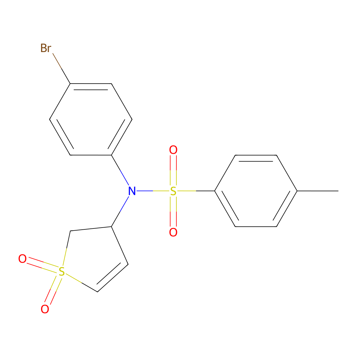 N-(4-bromophenyl)-N-(1,1-dioxido-2,3-dihydro-3-thienyl)-4-methylbenzenesulfonamide molecular structure, CAS 616214-35-8
