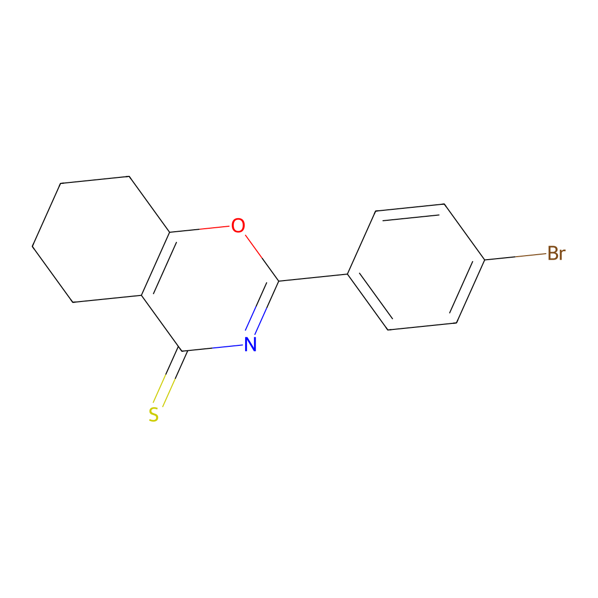2-(4-bromophenyl)-5,6,7,8-tetrahydro-4H-1,3-benzoxazine-4-thione molecular structure, CAS 616214-39-2