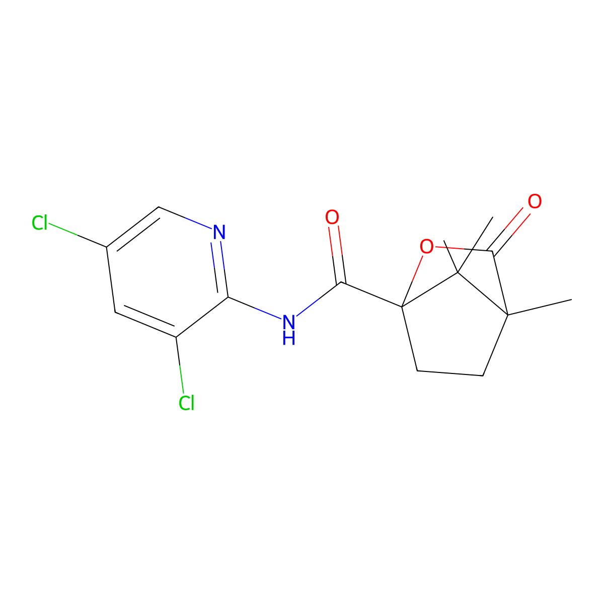 N-(3,5-dichloropyridin-2-yl)-4,7,7-trimethyl-3-oxo-2-oxabicyclo[2.2.1]heptane-1-carboxamide molecular structure, CAS 616214-58-5