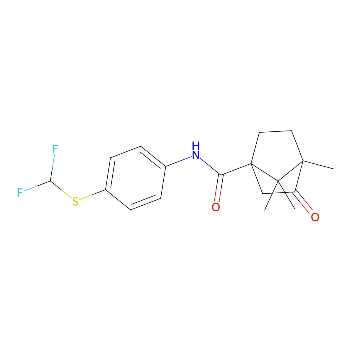 N-{4-[(difluoromethyl)sulfanyl]phenyl}-4,7,7-trimethyl-3-oxobicyclo[2.2.1]heptane-1-carboxamide molecular structure, CAS 616214-64-3