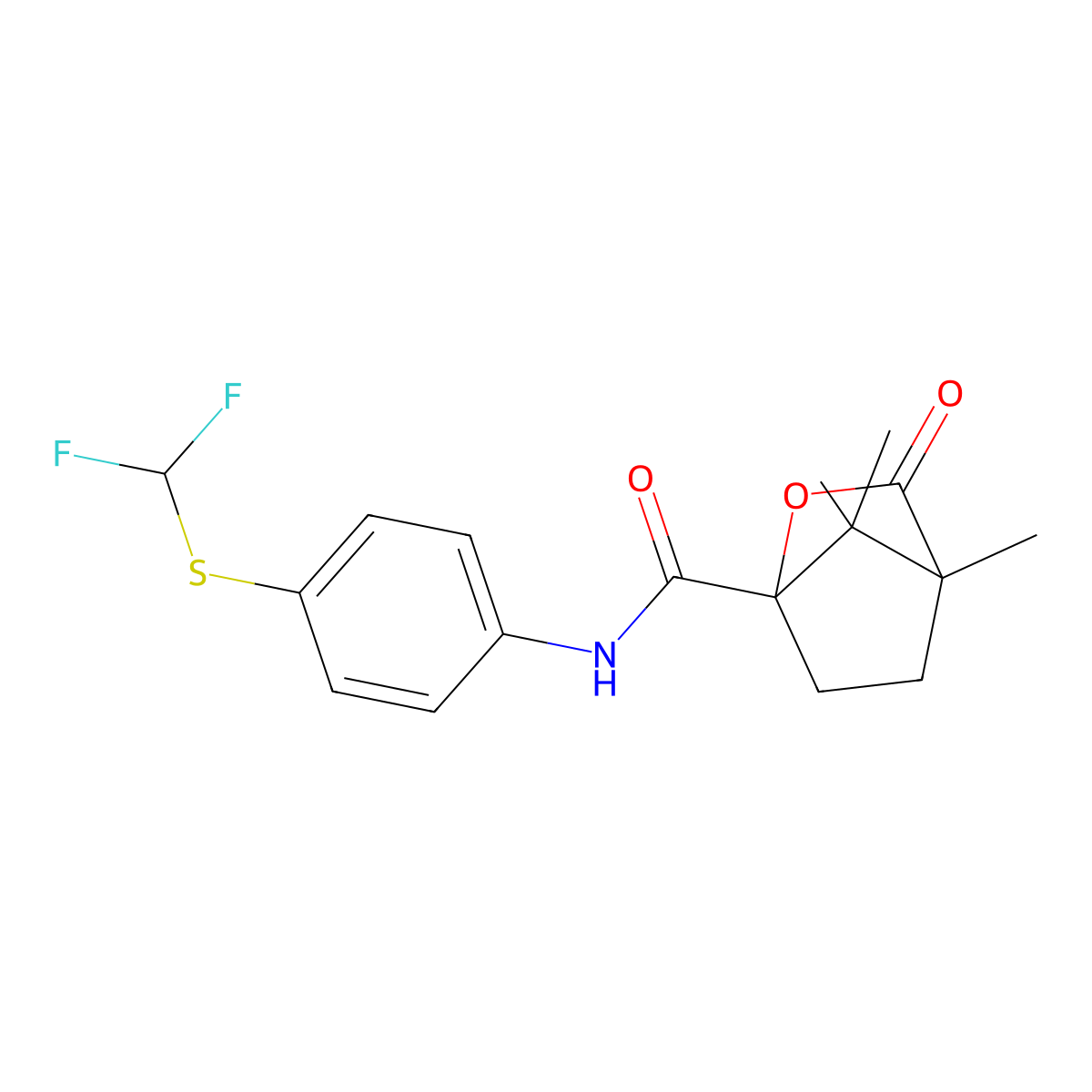N-{4-[(difluoromethyl)sulfanyl]phenyl}-4,7,7-trimethyl-3-oxo-2-oxabicyclo[2.2.1]heptane-1-carboxamide molecular structure, CAS 616214-65-4