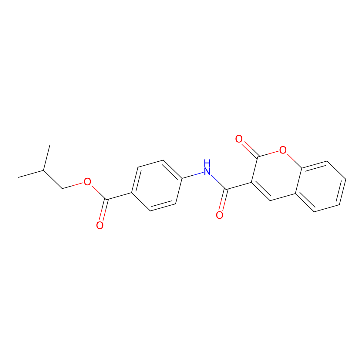 isobutyl 4-(2-oxo-2H-chromene-3-carboxamido)benzoate molecular structure, CAS 616214-79-0