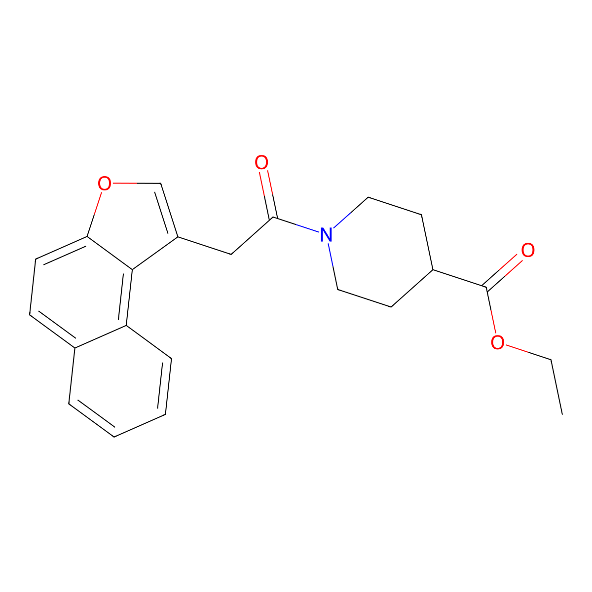 Ethyl 1-(2-naphtho[2,1-b]furanylacetyl)piperidine-4-carboxylate molecular structure, CAS 616215-19-1