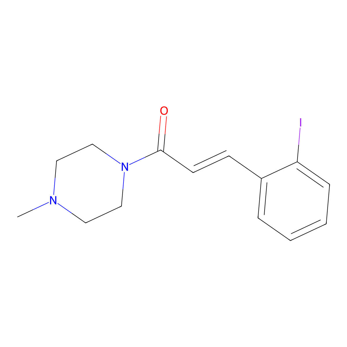 (2E)-3-(2-iodophenyl)-1-(4-methylpiperazin-1-yl)prop-2-en-1-one molecular structure, CAS 616216-96-7