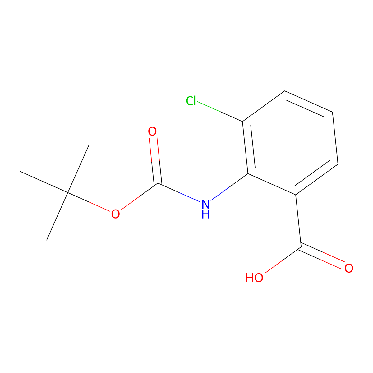 2-((tert-Butoxycarbonyl)amino)-3-chlorobenzoic acid molecular structure, CAS 616224-62-5
